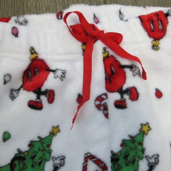 Christmas Pajama Pants Trees Ornaments Size S Women White Multi Fleece Warm Cozy - Picture 5 of 8